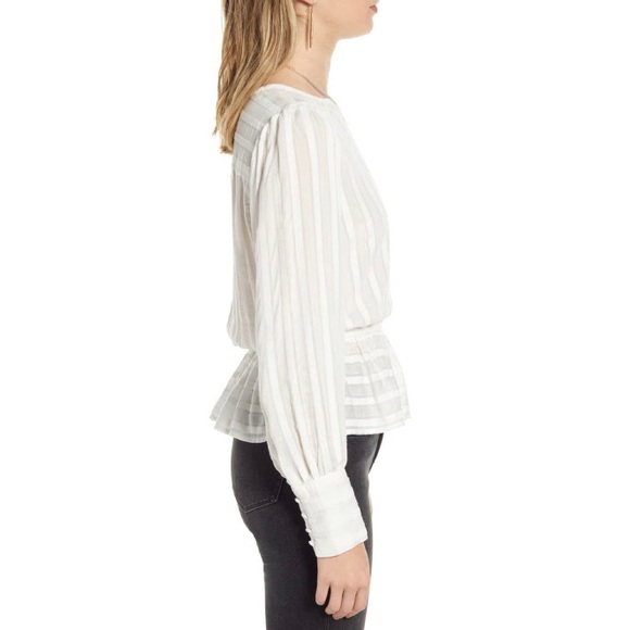NWT Nordstrom Treasure Bond Sheer Stripe Blouse M - Picture 3 of 11